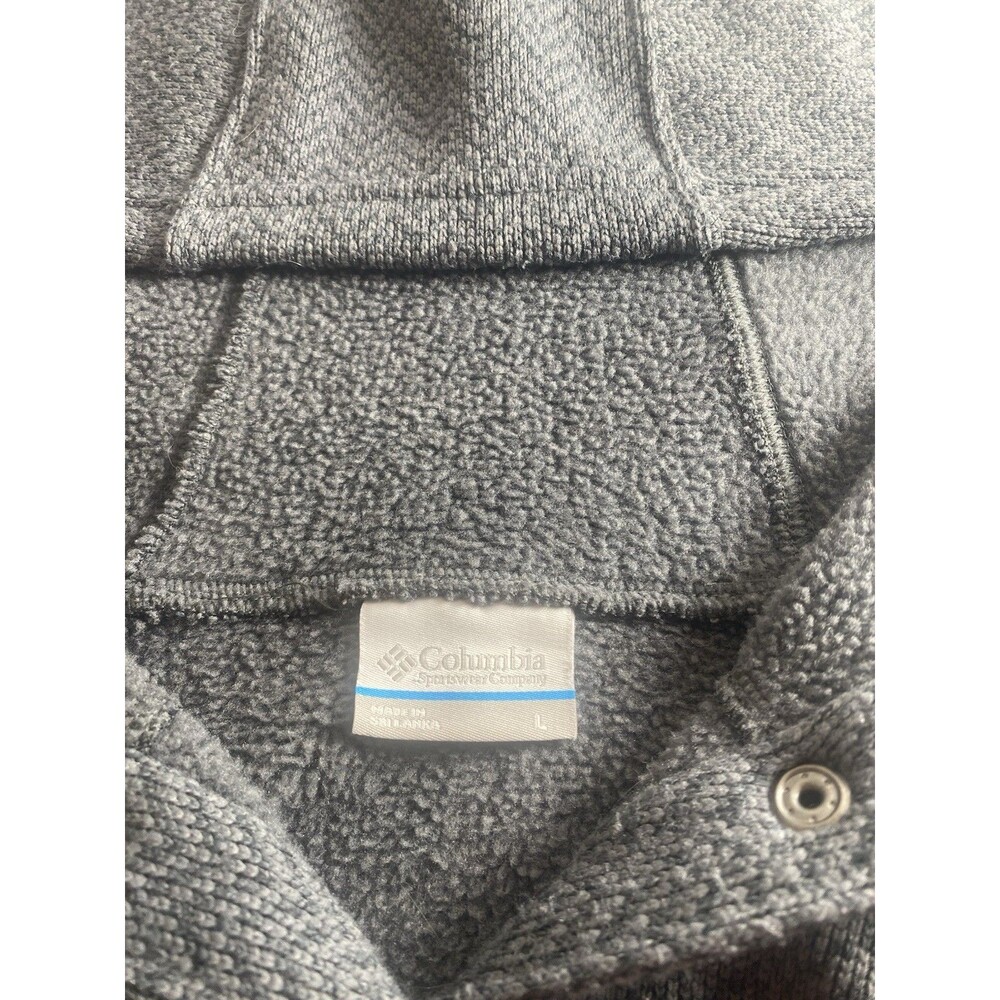 Columbia  Hoodie Women’s Large Gray Herringbone Fleece Snap Pullover Warm Soft